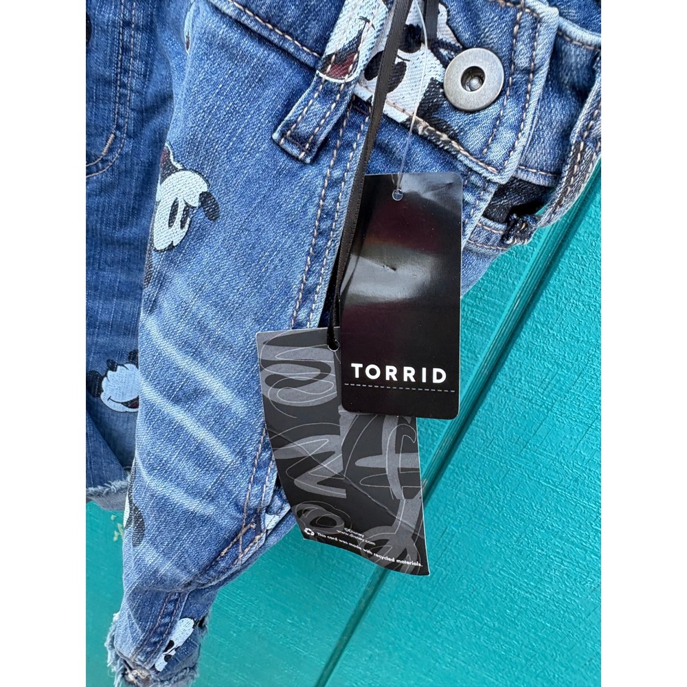 Torrid Disney Mickey Mouse All Over Print Denim Shortalls Blue Womens 20 NEW - Picture 6 of 7